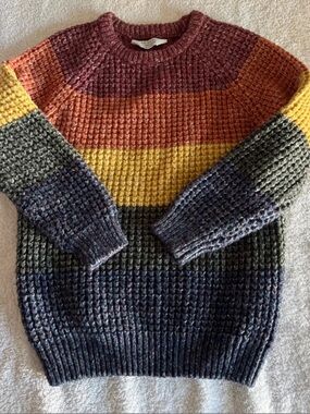 Primark Multicolor Striped Knit Sweater in Maroon, Rust, Mustard, Olive, Navy